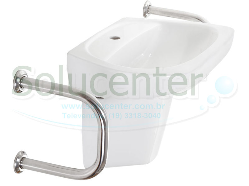 Barra de apoio em inox lateral para lavatório 53.116